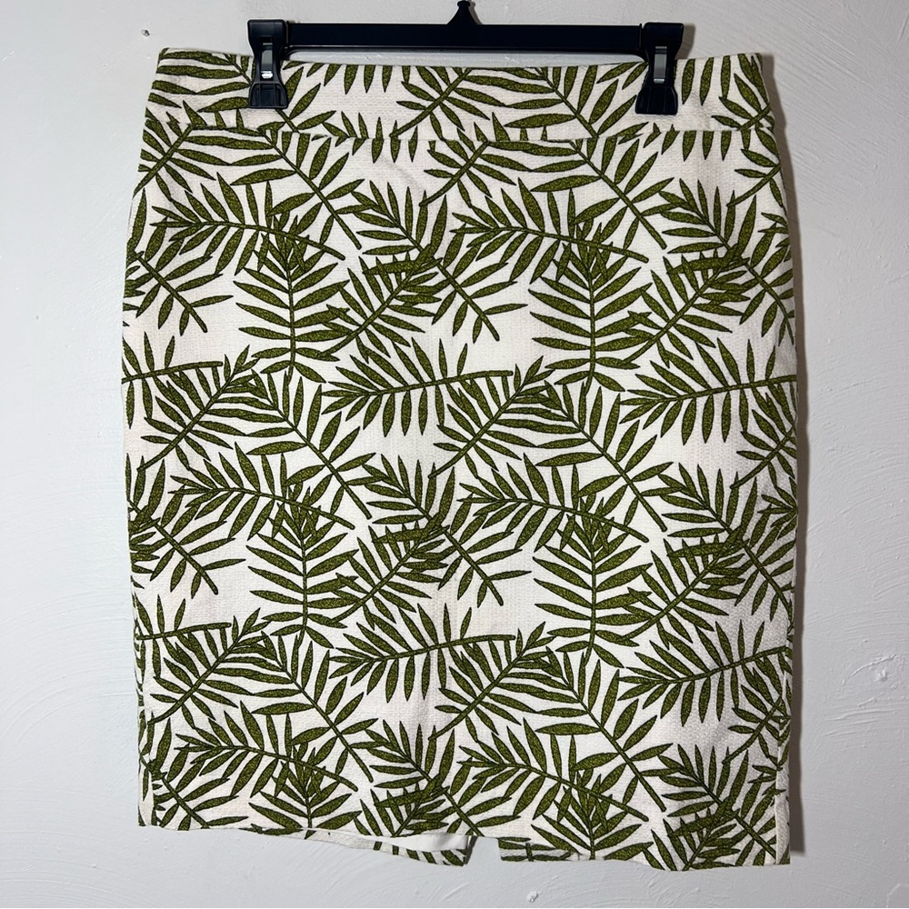 Ann Taylor Green White Textured Pencil Skirt Size 12